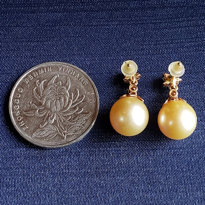 常州Au750天然金珠耳墜