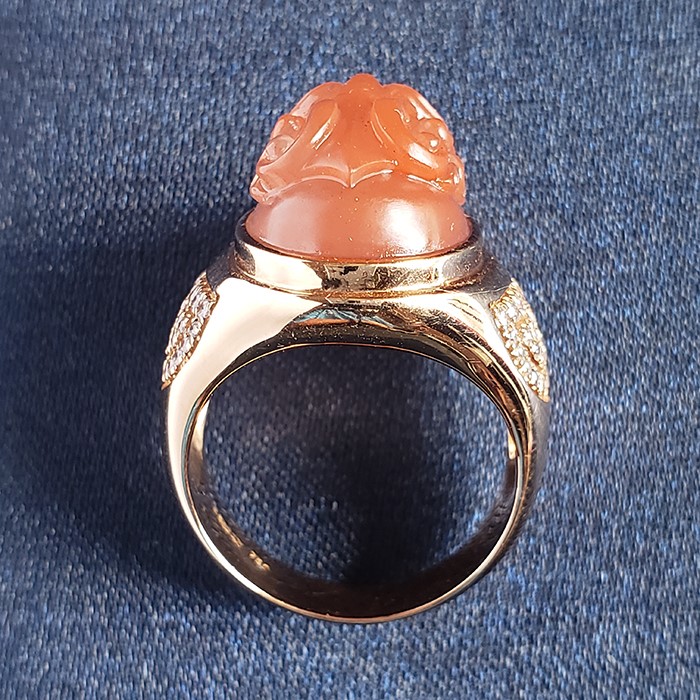 福建Au750南紅獸面男戒